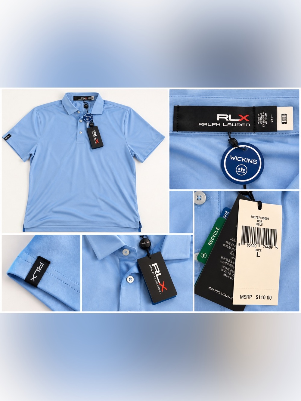 Ralph Lauren RLX Men’s Polo in Sky Blue NWT size large
